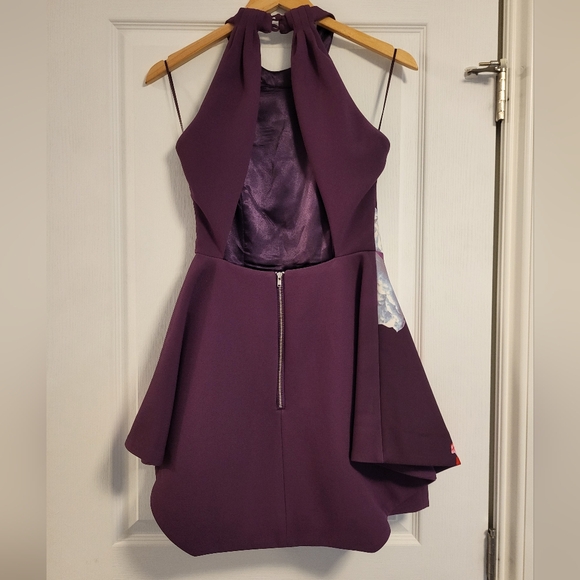Keepsake The Label - Plum floral halter cocktail dress in size XS - Picture 2 of 4